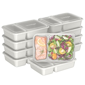 bentgo prep - 20-piece 2-compartment reusable meal prep containers with lids pfas amp bpa free materials durable microwave freezer amp dishwasher safe to go food storage whisper gray