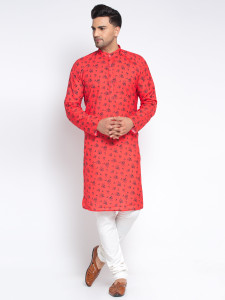 bentoke men cotton blend kurta pyjama set