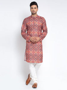 bentoke men cotton blend kurta pyjama set