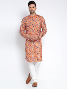 bentoke men cotton blend kurta pyjama set
