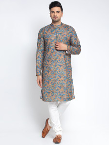 bentoke men cotton blend kurta pyjama set