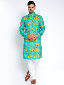 bentoke men cotton blend kurta pyjama set