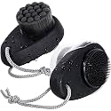 Facial Cleansing Brush 2 Pack, 2 in 1 Silicone Face Scrubber for Men Exfoliating Pore Deep Cleansing, Dual Sided Face Wash Brush with Soft Bamboo Charcoal Microfiber and Lid for Women, Black
