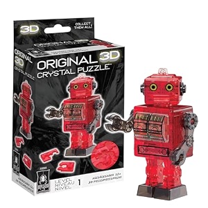 bepuzzled original 3d crystal tin robot puzzle 39 piece red