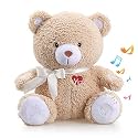 BEREST Newborns Musical Baby Sleep Soother, Mom's Heartbeat White Noise Machine, Bear Sleeping Aid with Cry Sensor|Night Light & 9 Sounds Therapy|Womb Sound Stuffed Toy for Toddler Crib|Deep Brown
