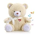 BEREST Newborns Musical Baby Sleep Soother, Mom's Heartbeat White Noise Machine, Bear Sleeping Aid with Cry Sensor, Night Light &amp; 9 Sounds Therapy, Classic Sleeping Bear Infant Sleeping Aid Toy(Brown)