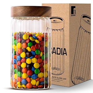 Bergner Acadia Borosiliate Glass Jar 1250ml Stripe