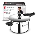Bergner Argent Elements Triply Outer Lid Pressure Pan 4.5L, Healthy Cooking, Even Heat Distribution, Sturdy Durable Handle, Easy Lock System, Safety Gasket - Induction and Gas Stove Ready