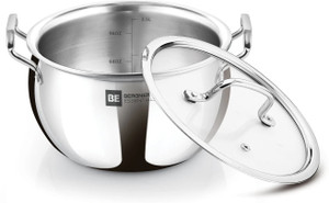 bergner be essentials triply stainless steel 18cm rice handi  biryani handi 3 l with lid triply stainless steel induction bottom