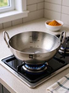 bergner be essentials kadhai 22 cm diameter 2 l capacity stainless steel induction bottom