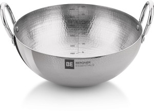 bergner essentials kadhai 30 cm diameter 58 l capacity stainless steel induction bottom