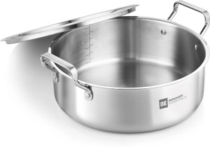 bergner be essentials triply stainless steel rice handi  biryani pot 24 cm diameter 39 l capacity with lid triply stainless steel induction bottom