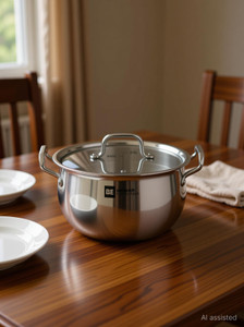 bergner be essentials triply stainless steel 16cm rice handi with lid  biryani handi 2 l with lid triply stainless steel induction bottom