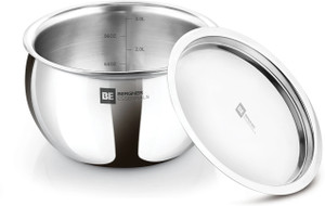 bergner be essentials triply induction bottom belly shape 18cm rice handi 3 l with lid triply stainless steel induction bottom