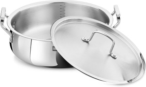 bergner be essentials triply stainless steel belly shape 28cm rice  biryani handi 84 l with lid triply stainless steel induction bottom