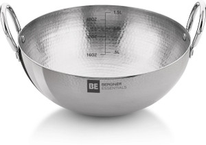 bergner be essentials triply induction compatible kadhai 18 cm diameter 13 l capacity triply stainless steel induction bottom