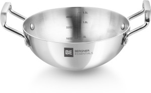 bergner be bergner essentials triply induction bottom kadhai 20 cm diameter 15 l capacity
