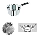 Bergner Essential Stainless Steel 3 Pcs Cookware Set - 16cm Tope, 16cm Saucepan, 22cm Kadai (Silver)