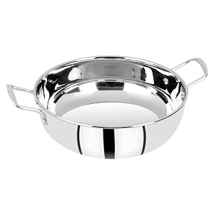 bergner essential stainless steel kadhai with induction base 26 cm silver
