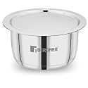 BERGNER Eternity Stainless Steel Tope, Patila/Bhagona/Tapeli with Stainless Steel Lid, Induction Compatible, 1.1 Litres, Silver, Gas Ready