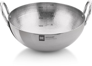 bergner kadhai 20 cm diameter 185 l capacity stainless steel induction bottom