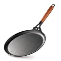 BERGNER Odin 28 cm Cast Iron Dosa Tawa with Wooden Coated Handle, Loha Dosa Tawa, Rust Proof and Lightweight Iron, Enamel Finish, Metal Spatula Safe, Induction and Gas Stove Ready