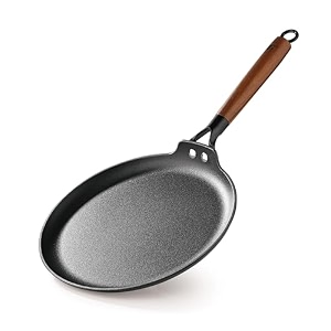bergner odin 31 cm cast iron dosa tawa with wooden coated handle big size loha dosa tawa rust proof and lightweight iron enamel finish metal spatula safe induction and gas stove ready