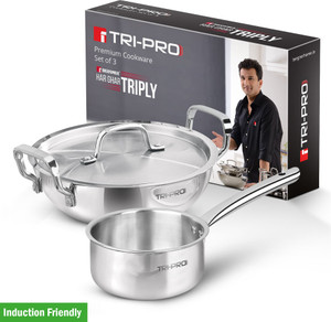 bergner tripro triply stainless steel 3 pc cookware set healthy cooking induction bottom cookware set triply 3 - piece