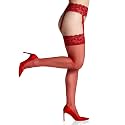 Berkshire 4909 Women's Lace Garter Stockings – 20 Denier Sheer Thigh High Hosiery with Stretch Lace Waist &amp; Sandalfoot Toe