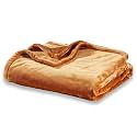 Berkshire Blanket Classic VelvetLoft® Solid Bed Blanket, King Size Bed Blanket, Lightweight Soft Fuzzy Plush Blanket for Bed and Couch, Butterscotch Orange, 90x108 Inches