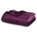 Berkshire Blanket Classic VelvetLoft® Solid Bed Blanket Queen Size,Lightweight Soft Fuzzy Plush Blanket for Bed and Couch,Eggplant Purple,90x90 Inches