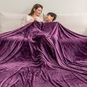 Berkshire Blanket VelvetLoft Big Oversized King Family Blanket, All Season Mid-Weight Ultra Silky and Fuzzy, Seamless Extra Large (Eggplant, 120x120 Inches)