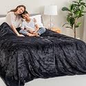 Berkshire Blanket VelvetLoft Big Oversized King Family Blanket, All Season Mid-Weight Ultra Silky and Fuzzy, Seamless Extra Large(Black, 120x120 Inches)