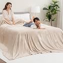 Berkshire VelvetLoft Oversized King Family Blanket, All Season Mid-Weight Ultra Silky and Fuzzy, Seamless Extra Large (Grain, 120x120 Inches)