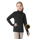 beroy Girls Fleece Long Sleeve Shirts Half Zip Equestrain Shirt Thermal Kids Horse Riding Shirts Thumbhole Pockets