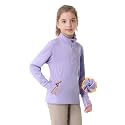 beroy Girls Fleece Long Sleeve Shirts Half Zip Equestrain Shirt Thermal Kids Horse Riding Shirts Thumbhole Pockets