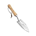 Berry&Bird Potting Trowel, Stainless Steel Serrated Hand Shovel, Wood Handle Garden Trowel Tool with Measuring Scale for Effortless Digging,Roots，Planting, Cutting and Transplanting