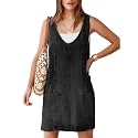 BerryGo Women's Denim V Neck Sleeveless Overall Dress Casual Mini Pinafore Dress Short Jumper Jeans Dress with Pocket