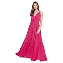 Berrylush Red Solid V Neck Maxi Dress