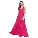 Berrylush Red Solid V Neck Maxi Dress