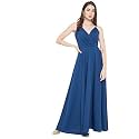 Berrylush Red Solid V Neck Maxi Dress