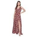 Berrylush Red Solid V Neck Maxi Dress