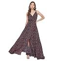 Berrylush Red Solid V Neck Maxi Dress