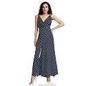 Berrylush Navy Blue Polka Dot Print V