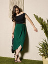 Berrylush Solid Women Tulip Green Skirt