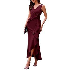 BeryLove Formal Wedding Guest Evening Midi Ruffle