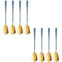 Gold Plated, Stainless Steel 8Pcs Round Dinner Spoons, for Soup, Grain,Milk,Dessert,Tea,Coffee (Gold Blue) Dinner Set