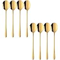 Gold Plated, Stainless Steel 8Pcs Round Dinner Spoons, for Soup, Grain,Milk,Dessert,Tea,Coffee Dinner Set(Gold)