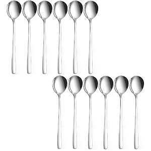 silver plated stainless steel 12pcs round dinner spoons for soup grainmilkdessertteacoffee dinner setsilver