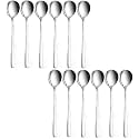 Silver Plated, Stainless Steel 12Pcs Round Dinner Spoons, for Soup, Grain,Milk,Dessert,Tea,Coffee Dinner Set(Silver)